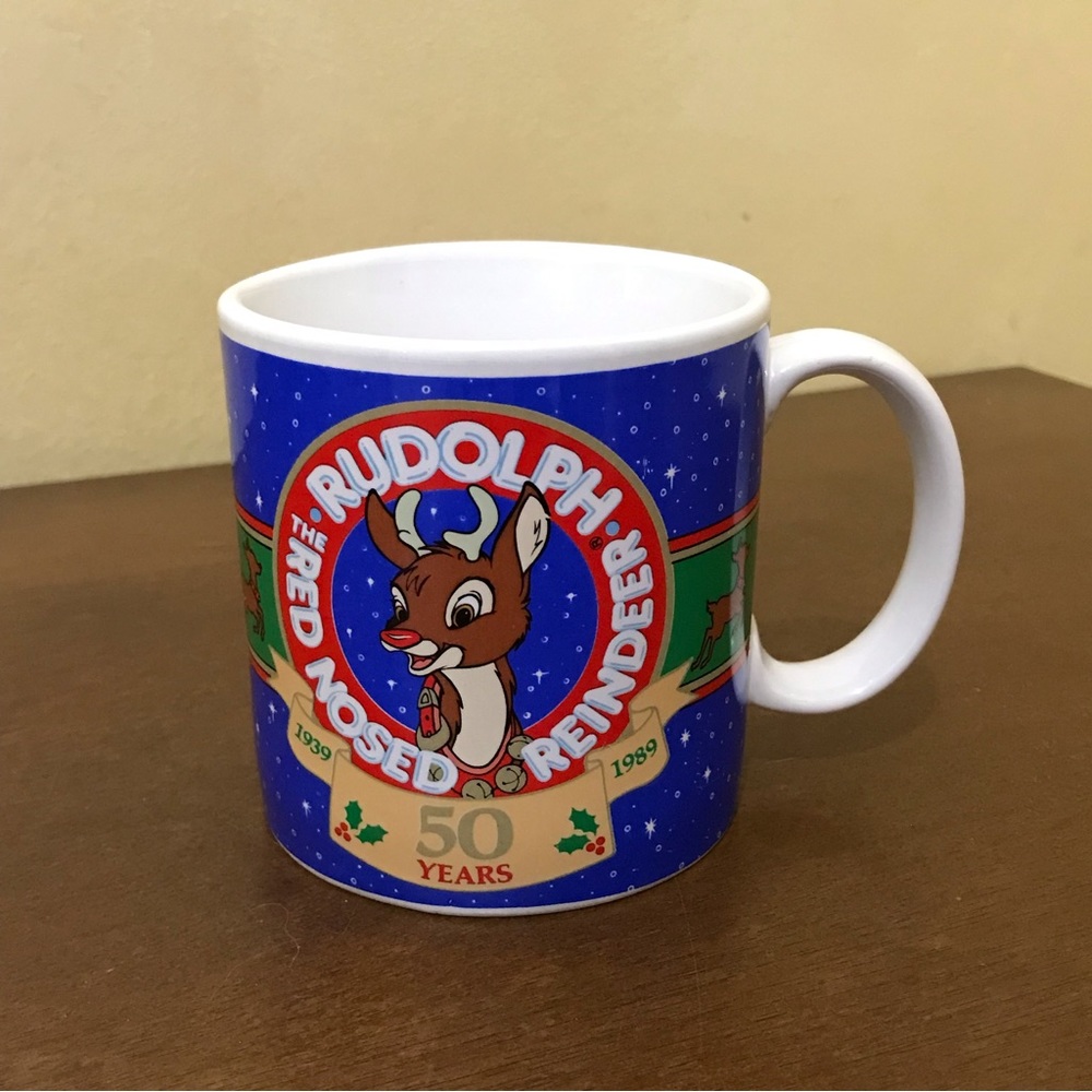 Vintage Rudolph the Red Nosed Reindeer 50 Year Anniversary Ceramic Mug 1939-1989